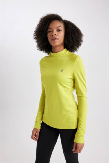 биік жаға слоган Ұзын жеңді футболка