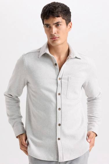 Regular Fit Polo Collar Woodcutter Long Sleeve Shirt