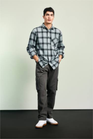 поло жаға чек отыншы Ұзын жеңді көйлек