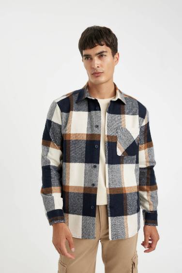 Regular Fit Kareli Oduncu Flanel Uzun Kollu Gömlek