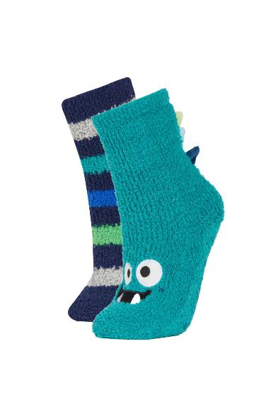 Chaussettes Longues En Coton Brodées Pour Garçon - 2 Pièces