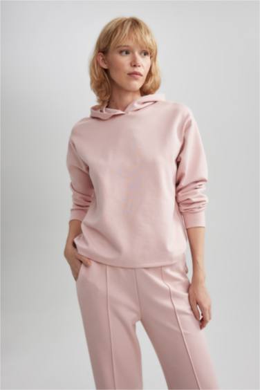 DeFactoFit Standard Fit Hooded Scuba Sports Basic Sweatshirt