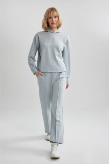 بنطلون قماش سكوبا قصة عادية برجل واسع