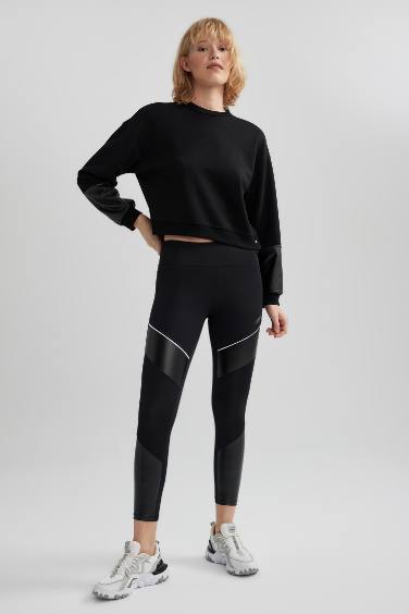 Black WOMAN Defacto Fit Tights With Soft Feather Leggings 2758609