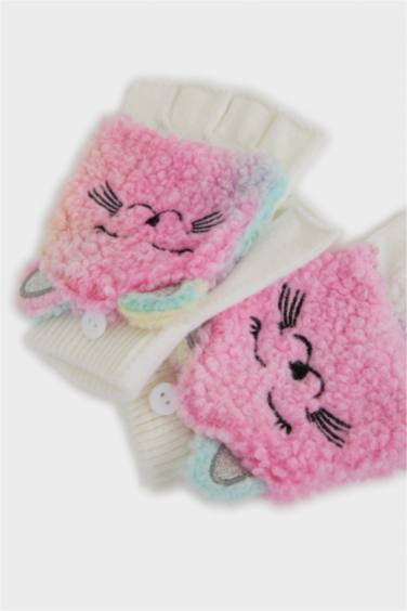 Girl Knitwear Embroidered Gloves