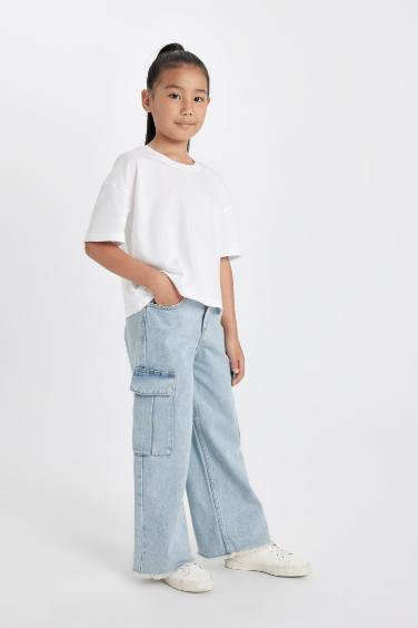 Girl Wide Leg Cargo Jeans