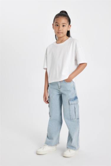 Girl Wide Leg Cargo Jeans