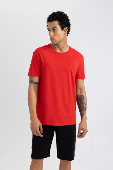 DeFactoFit Standard Fit Crew Neck Crest Printed Printed T-Shirt