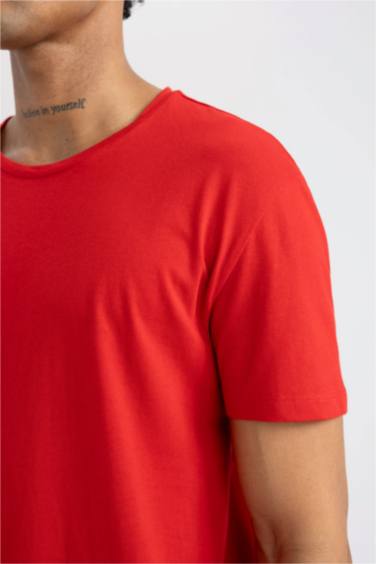 DeFactoFit Standard Fit Crew Neck Crest Printed Printed T-Shirt