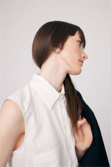 Chemise Oversize Sans Manches Modal Col de Chemise