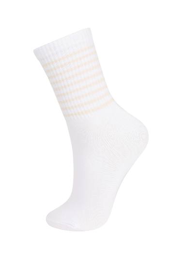 شرابات طويل حريمي قطن مخطط - 3 قطع