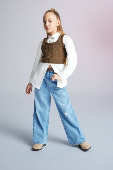 Свитер стандартного кроя для девочек