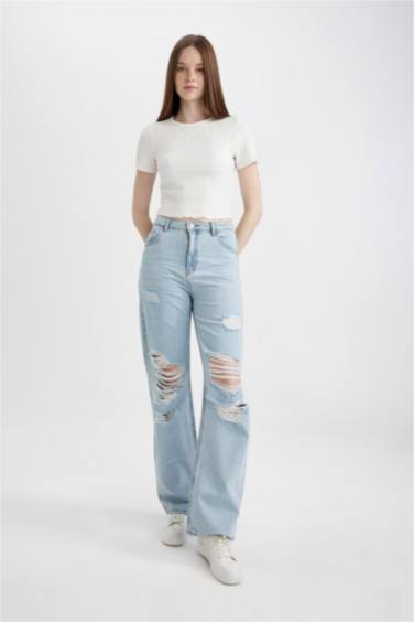 تيشيرت نص ردن سليم فيت بياخة مستديرة