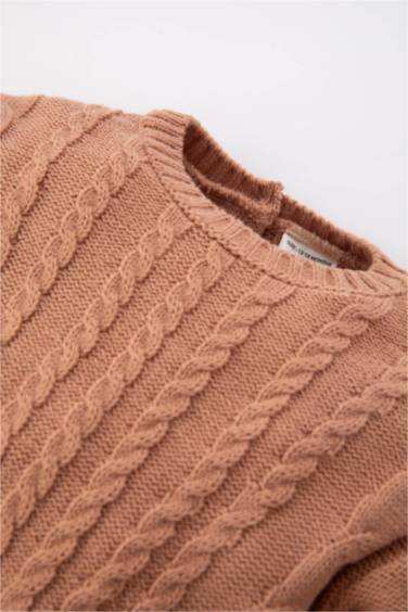 Baby Girl Crew Neck Pullover Bottom Knitted 2 Piece Set
