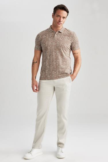 Modern Fit Polo Neck Patterned Short Sleeve T-Shirt