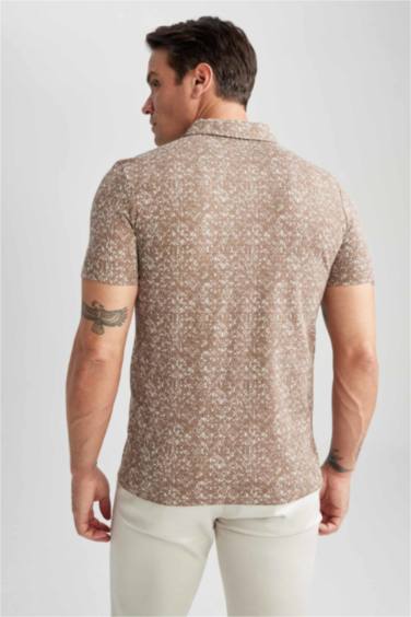Modern Fit Polo Neck Patterned Short Sleeve T-Shirt