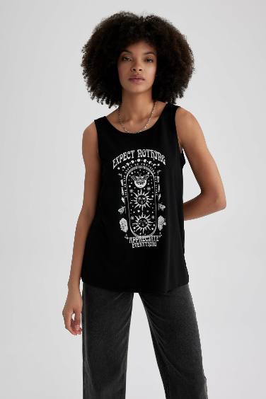 Regular Fit Printed Crew Neck Tank Top