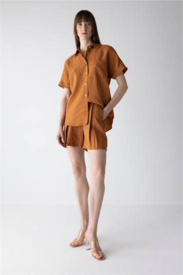 Regular Fit Shirt Collar Modal Short Sleeve Shirt