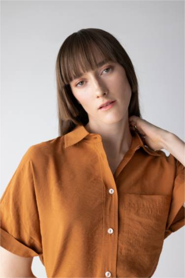 Regular Fit Shirt Collar Modal Short Sleeve Shirt