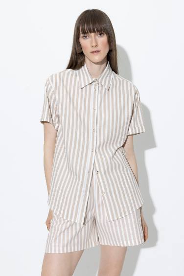 Oversize Fit Short Sleeve Cotton Shirt