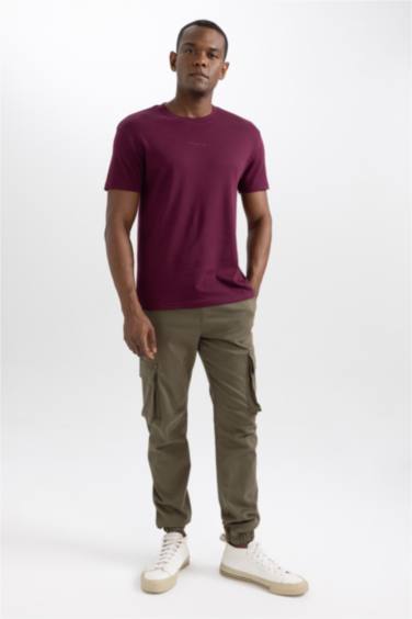 تيشيرت مطبوع قصة عادية برقبة مستديرة