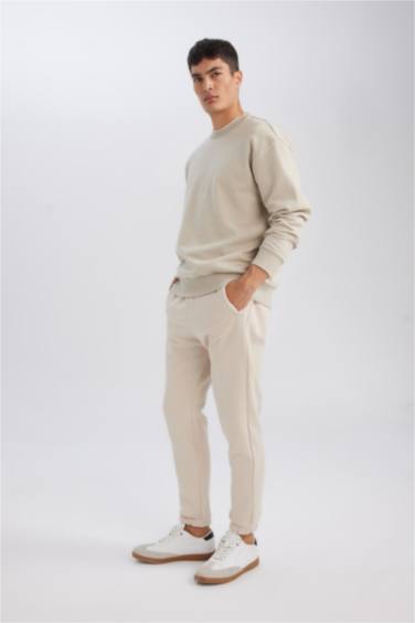 Jogger Eşofman Altı Standart Fit Basic Düz Beli Bağcıklı Lastikli Paça Cepli