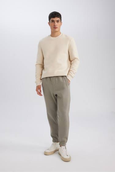 Standard Fit Rib Hem Fleece Pocket Thick Sweatshirt Fabric Sweatpants