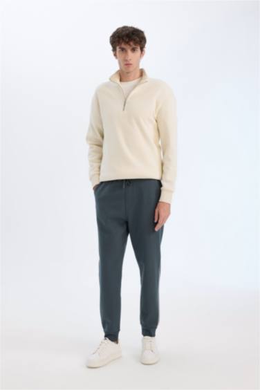 Regular Fit Beli Bağcıklı Lastikli Paça Cepli Basic Düz Kalın Jogger Eşofman Altı