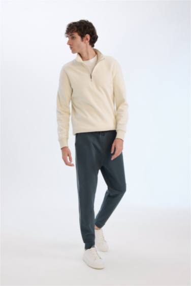 Regular Fit Beli Bağcıklı Lastikli Paça Cepli Basic Düz Kalın Jogger Eşofman Altı
