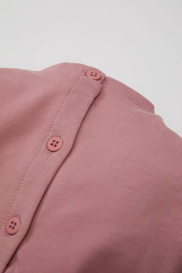 فستان بيبي بناتي فلورال قصة عادية كم طويل برقبة مستديرة