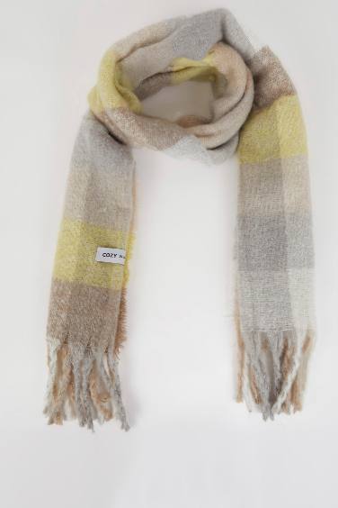 Kadın Yumuşak Dokulu Ekose Desenli Atkı