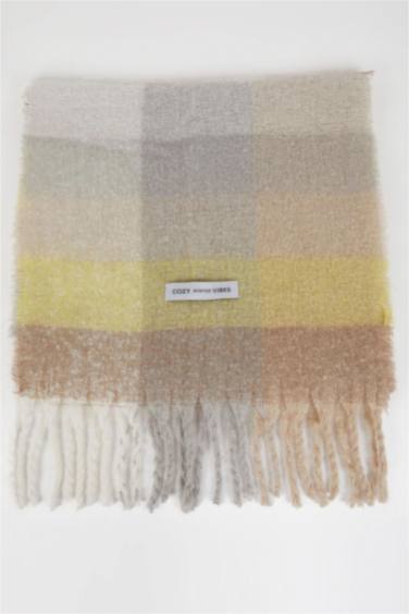 Kadın Yumuşak Dokulu Ekose Desenli Atkı