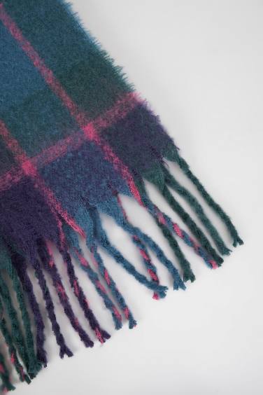 Woman Plaid Thick Scarf