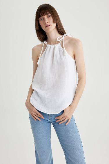 Halter Neck Regular Fit Sleeveless Blouse