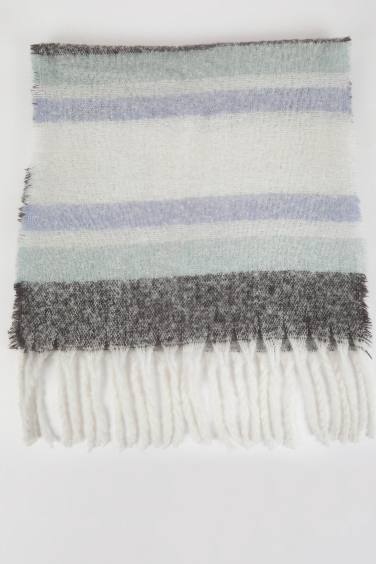 Kadın Yumuşak Dokulu Renk Bloklu Atkı