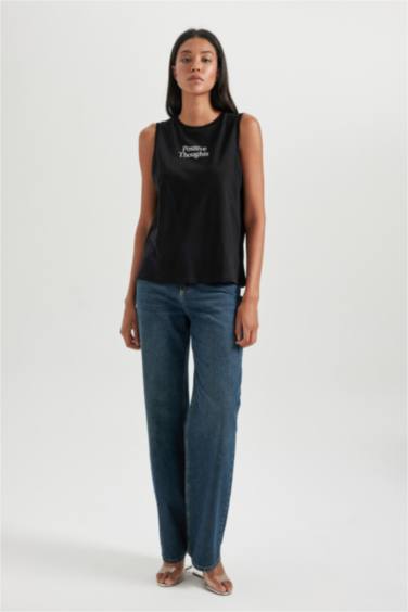 كروب توب قطن قصة عادية برقبة مستديرة