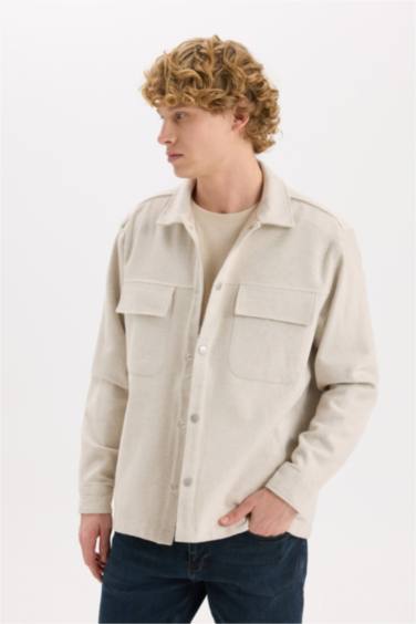 Relax Fit Oduncu Basic Düz Uzun Kollu Gömlek Ceket