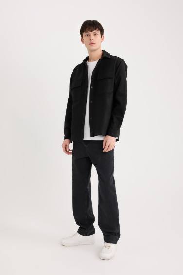 Relax Fit Oduncu Basic Düz Uzun Kollu Gömlek Ceket