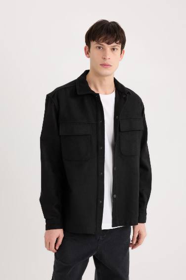 Relax Fit Oduncu Basic Düz Uzun Kollu Gömlek Ceket