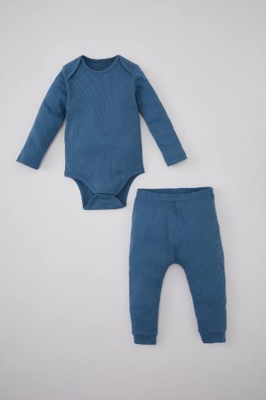 Baby Boy Ribbed Snap Body Sweatpants 2 Piece Set