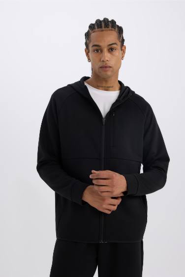 Sweat de sport en tissu scuba à capuche et fermeture zip de DeFactoFit