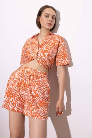 Regular Fit Floral High Waist Shorts