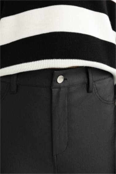 بنطلون جلد صناعي انا سوبر سكيني بجيب مزين