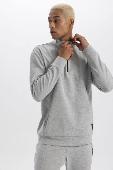 DeFactoFit Standard Fit Zippered Basic Sweatshirt
