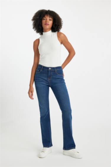 Pantalon Jean Long à Taille Haute