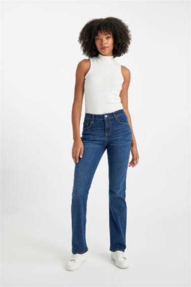 Pantalon Jean Long à Taille Haute