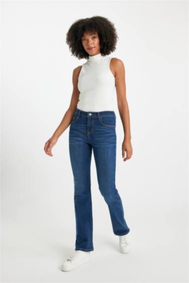 Pantalon Jean Long à Taille Haute