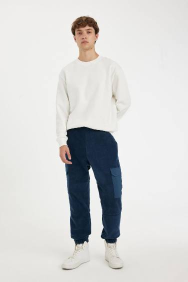 Regular Fit Polar Eşofman Altı Beli Paçası Lastikli Kargo Cepli