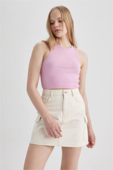 Cargo Fit Denim Mini Skirt