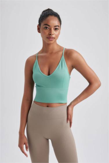DeFactoFit Seamless V-Neck Sports Crop Top
